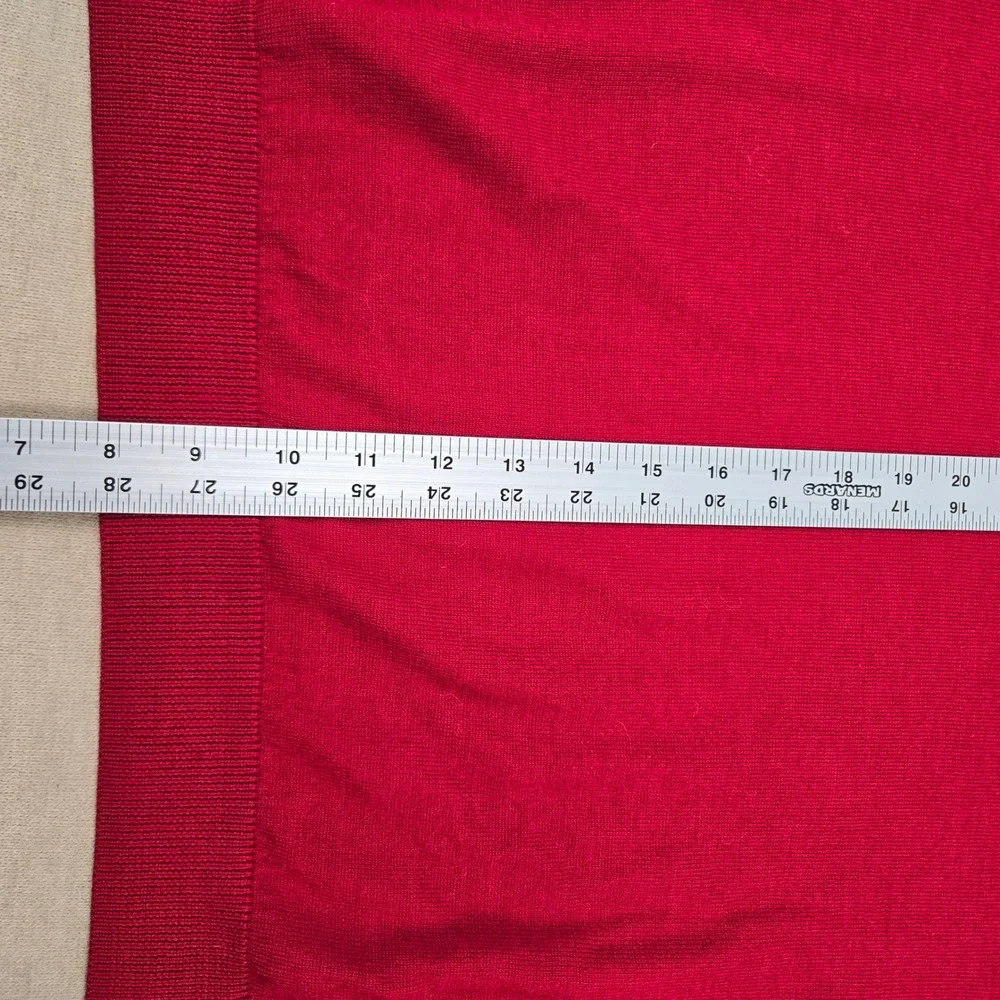 Turnbury Mens XL Red Extra Fine Merino Wool Long Sleeve 1/4 button Polo Sweater